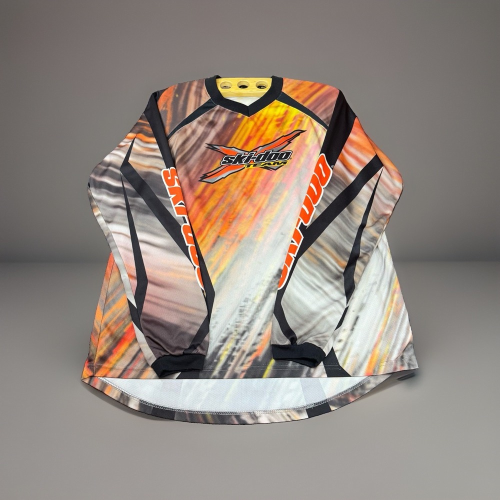 Ski-Doo X Team Men's Large Snowmobile Racing Jersey Long Sleeve Orange Black